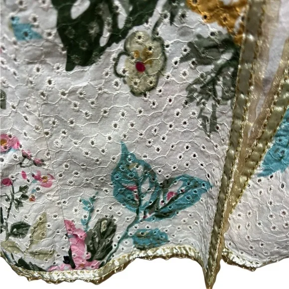 J. Jill Limited Edition Womens L Romantic, Floral Eyelet Statement Open Jacket - Picture 6 of 10